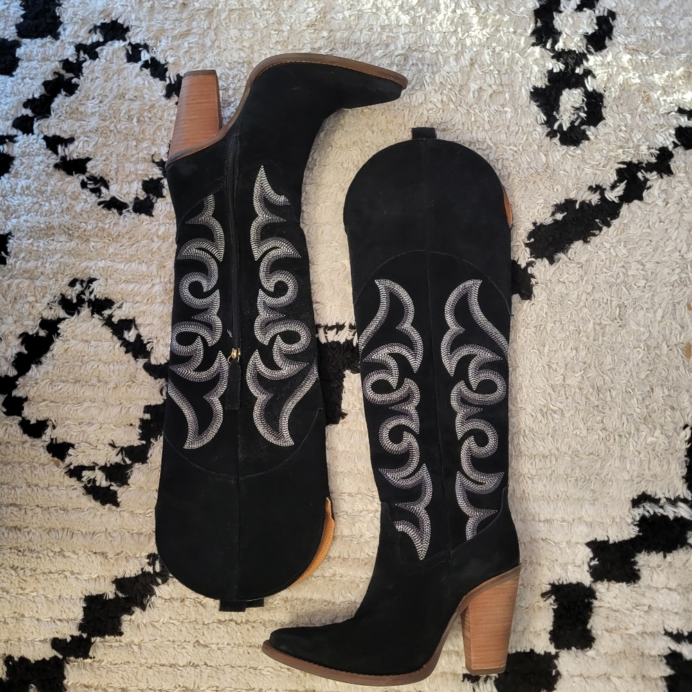 Dingo Primadonna Black Suede Women's Western Cowboy Boots Size 7.5